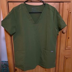 Figs Dark Olive Scrub Top